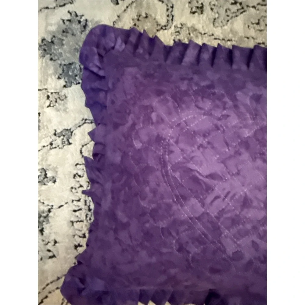 Set Of Two Purple Quilted Ruffled Pillows With Removable Covers Homemade 17x17